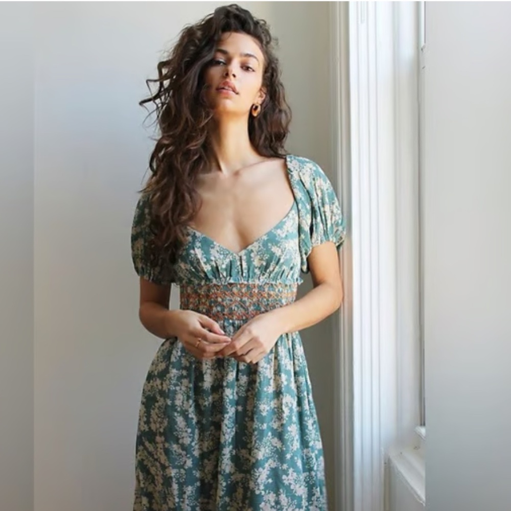 Free People Floral Sea foam Dress